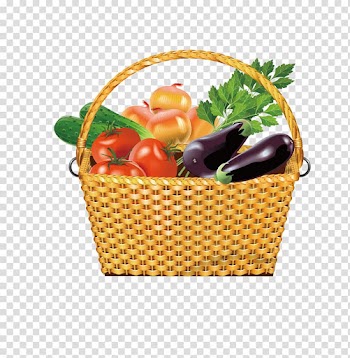 Vegetable Fruit Cucumber Tomato, Baskets of vegetables stood transparent background PNG clipart