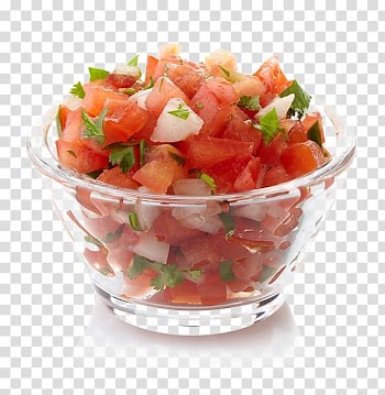Vegetable salad in glass bowl, Salsa Pico de gallo Barbecue sauce Nachos Mexican cuisine, fruit salad transparent background PNG clipart