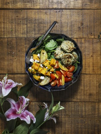 Vegetable Salad on Black Bowl