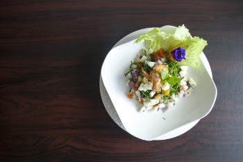 Vegetable Salad With Shrimp on White Plate