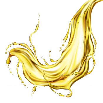 Vegetable sunflower or olive oil frozen motion splash with droplets and bubbles Free Vector