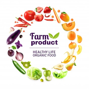 Vegetables and fruits rainbow poster Free Vector