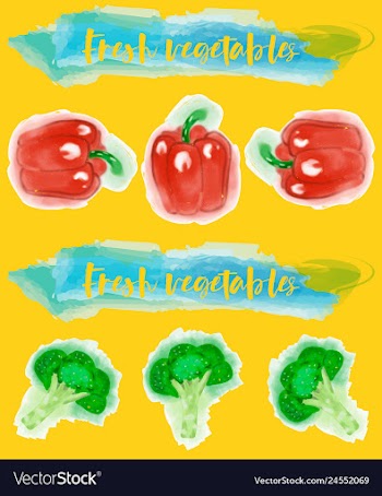 Vegetables food watercolor vector image
