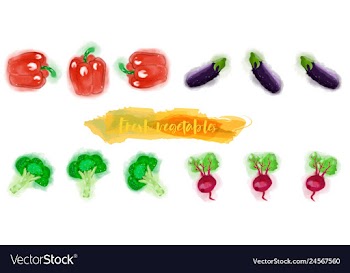 Vegetables food watercolor vector image