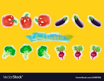 Vegetables food watercolor vector image