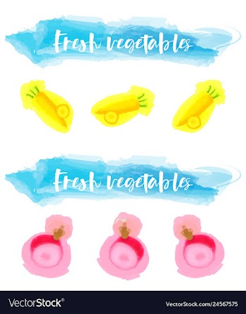 Vegetables food watercolor vector image