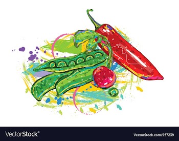 Vegetables with colorful splashes vector image