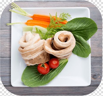 Vegetarian cuisine Bacon Samgyeopsal Sashimi Pork belly, bacon transparent background PNG clipart