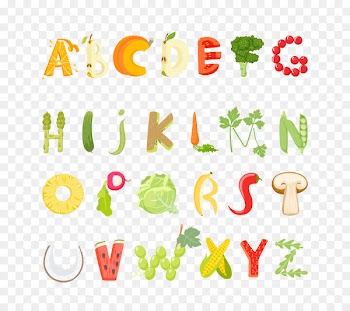 Vegetarian cuisine Food Letter Alphabet - 26 fruits and vegetables letter design vector 