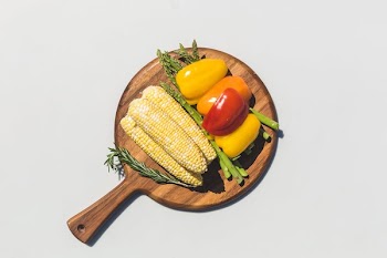 Veggies On A Wooden Cutting Board Ready To Be Grilled