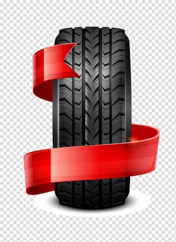 Vehicle tire and red ribbon , Car Tire Wheel , tires transparent background PNG clipart