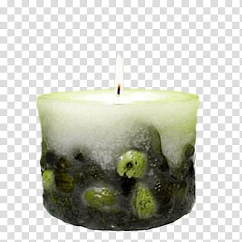 Velas Estilo Vintage, lighted green and white pillar candle transparent background PNG clipart