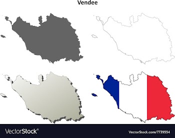 Vendee Pays de la Loire outline map set vector image