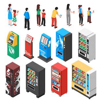 Vending machines isometric set Free Vector