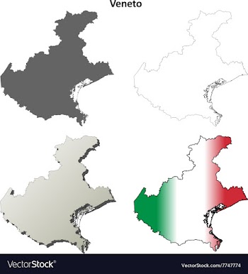 Veneto blank detailed outline map set vector image