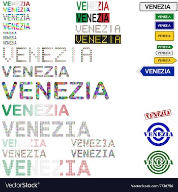 Venezia text design set vector image