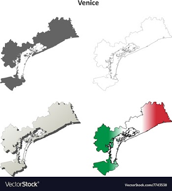 Venice blank detailed outline map set vector image
