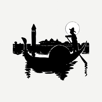 Venice silhouette collage element, black | Free PSD Illustration - rawpixel