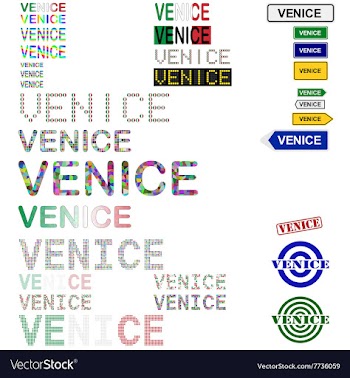 Venice text design set vector image