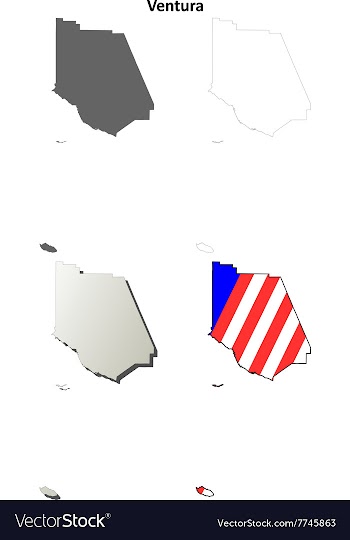 Ventura County California outline map set vector image