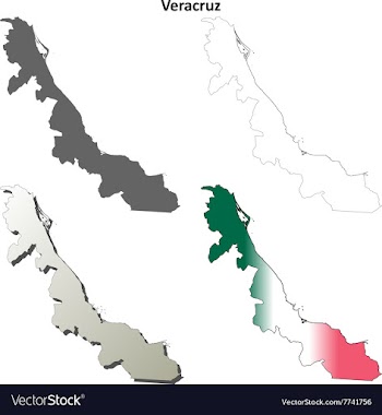 Veracruz blank outline map set vector image