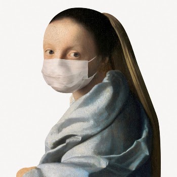 Vermeer's young girl wearing mask | Free PSD Illustration - rawpixel