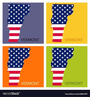 Vermont state of america with map flag print on vector image