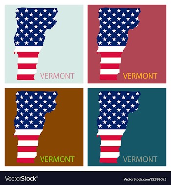 Vermont state of america with map flag print on vector image