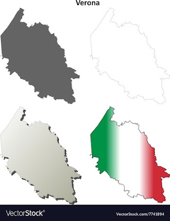 Verona blank detailed outline map set vector image