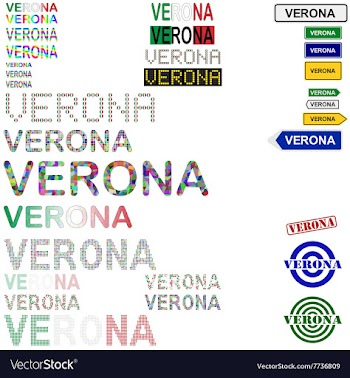 Verona text design set vector image