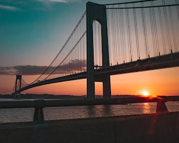 Verrazano Narrows Suspension Bridge Sunset
