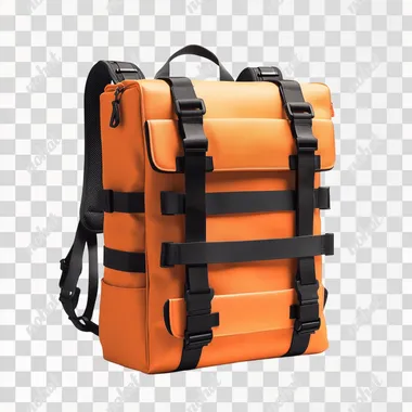 Versatile Orange Backpack with Black Accents and Pockets