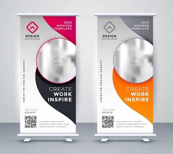 Vertical business rollup banner design Free Vector