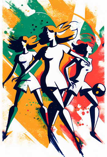 Vertical of a cool football poster with female cheerleaders in abstract colors