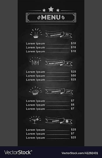 vertical restaurant menu template hand drawn