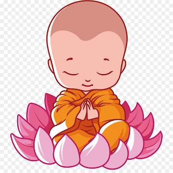 Vesak Buddhism Cartoon Buddhas Birthday - Vector child seat lotus figures 