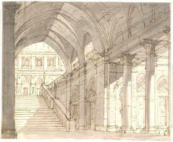 Vestibule with staircase and columns | Free Photo - rawpixel