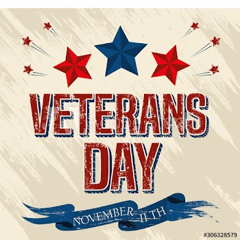 veterans day celebration with stars and ribbon design