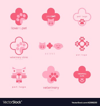 veterinary clinic pharmacy pet logo set shop store
