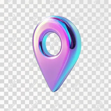 Vibrant 3D Location Pin Icon with Holographic Gradient