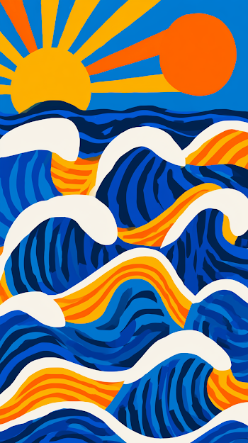 Vibrant Abstract Beach Waves