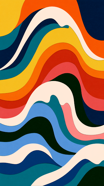 Vibrant Abstract Beach Waves Inspired by Matisse