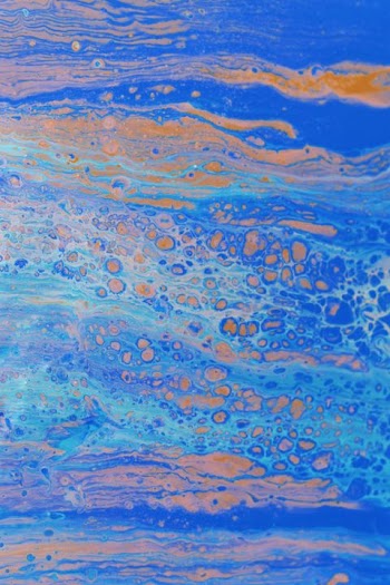 Vibrant Abstract Blue and Orange Fluid Art