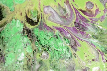 Vibrant Abstract Green and Purple Swirl