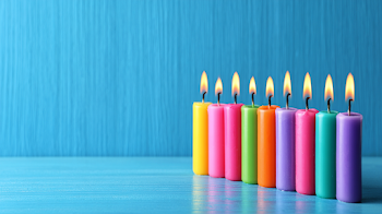 Vibrant Birthday Candles on Blue Background