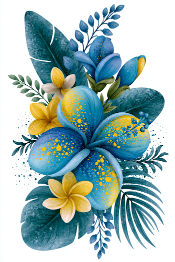 Vibrant Blue and Yellow Tropical Floral Arrangement