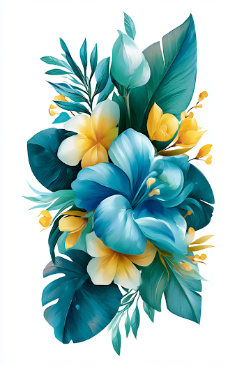 Vibrant Blue and Yellow Tropical Floral Arrangement