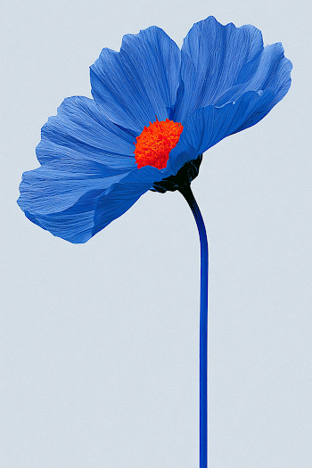 Vibrant Blue Cosmos Flower on Minimal Background