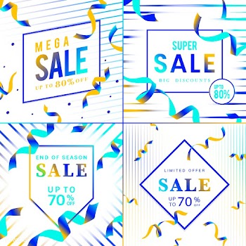 Vibrant blue sale sign vector set | Free stock vector - 535119