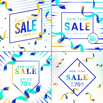 Vibrant blue sale sign vector set | Free stock vector - 535126